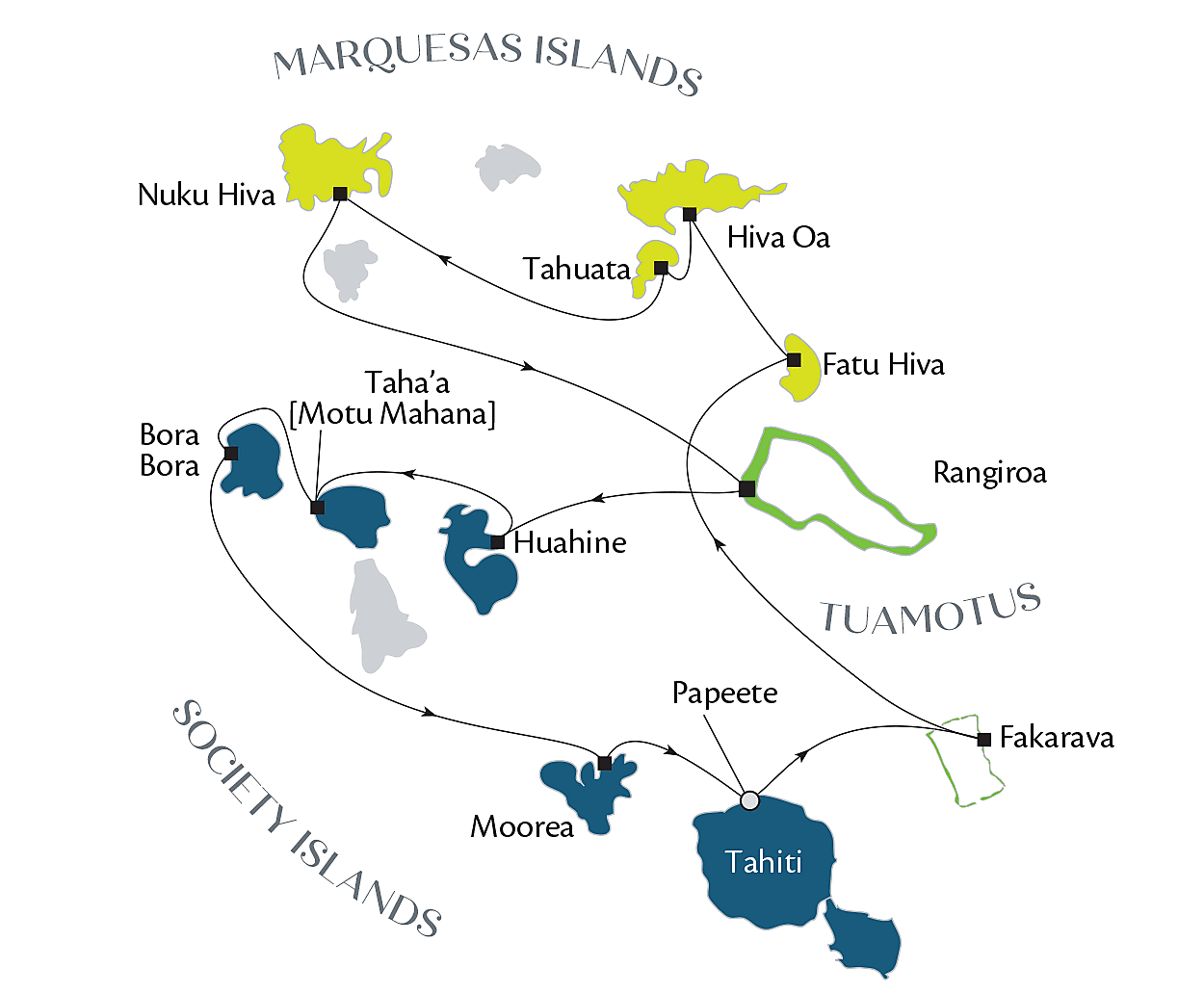Marquesas, Tuamotus & Society Islands